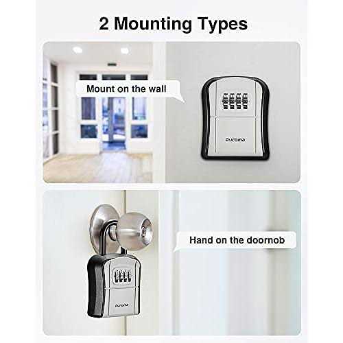 Puroma Key Lock Box Portable Combination Lockbox Wall-Mounted Key Storage Box for House Keys - Image 3