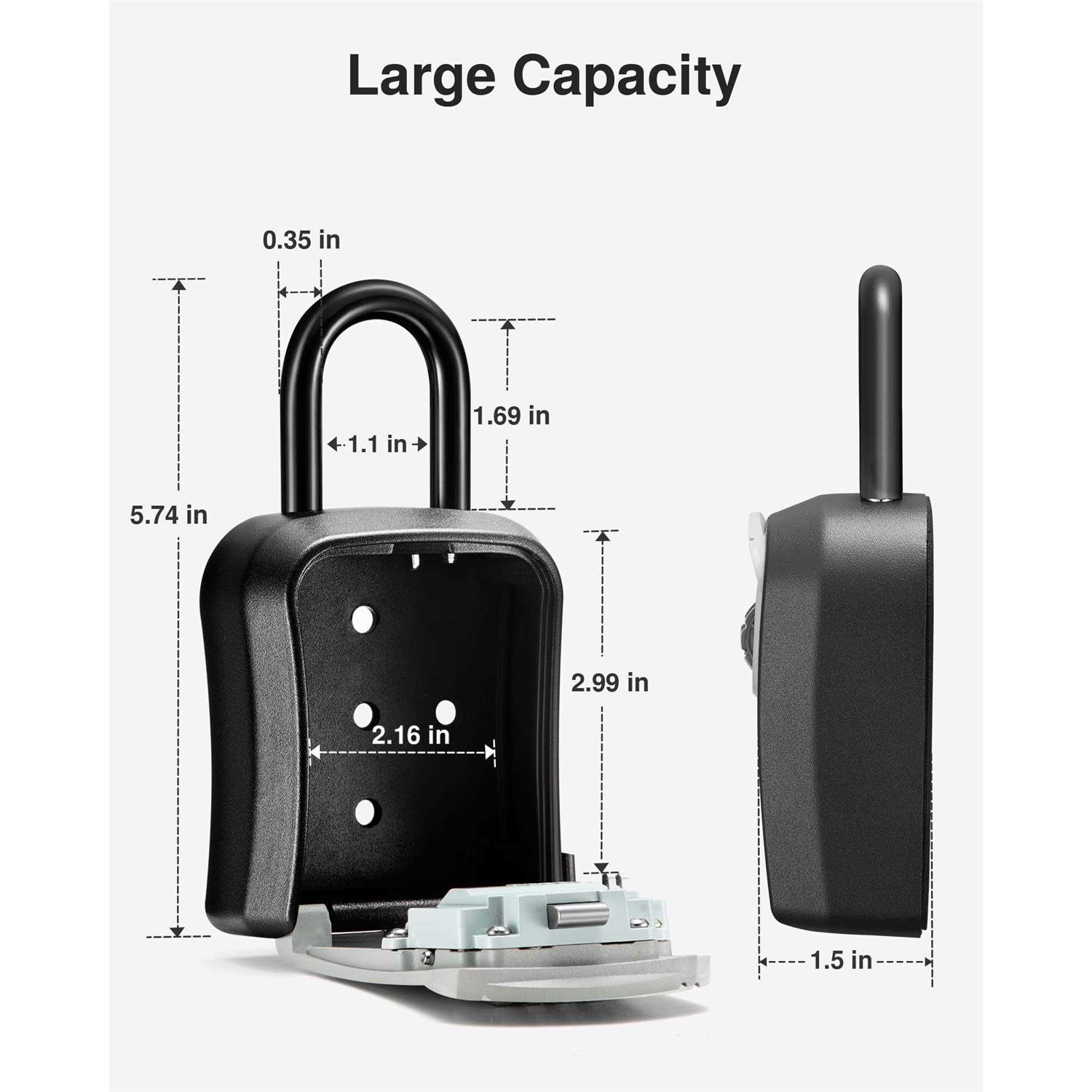 Puroma Key Lock Box Portable Combination Lockbox Wall-Mounted Key Storage Box for House Keys - Image 3
