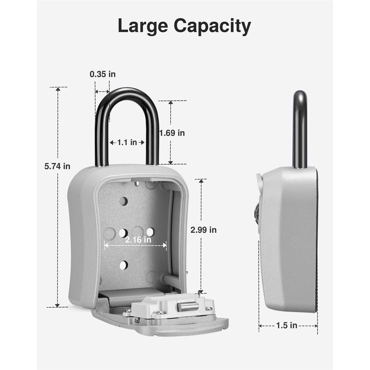Puroma Key Lock Box Portable Combination Lockbox Wall-Mounted Key Storage Box for House Keys - Image 2