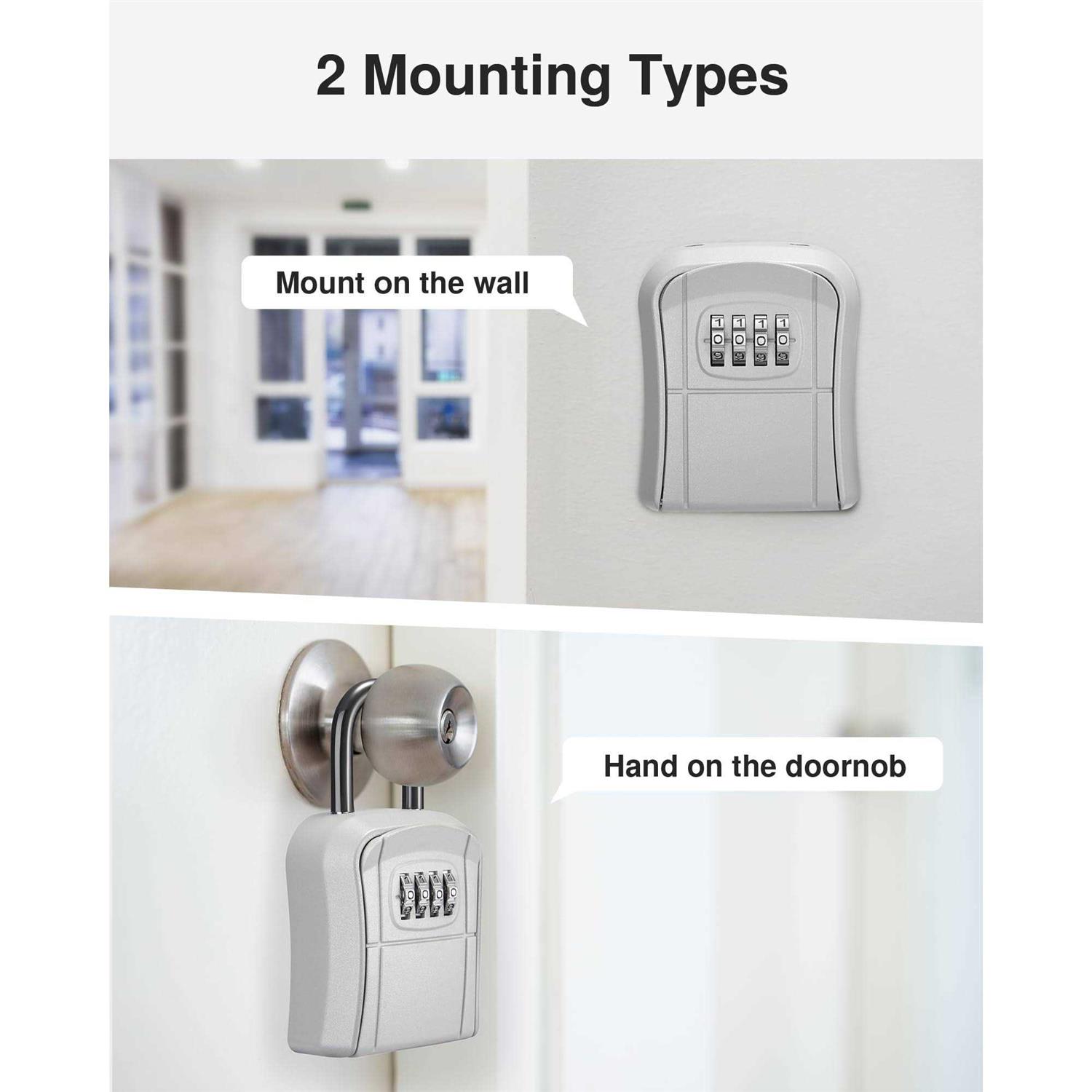 Puroma Key Lock Box Portable Combination Lockbox Wall-Mounted Key Storage Box for House Keys - Image 4