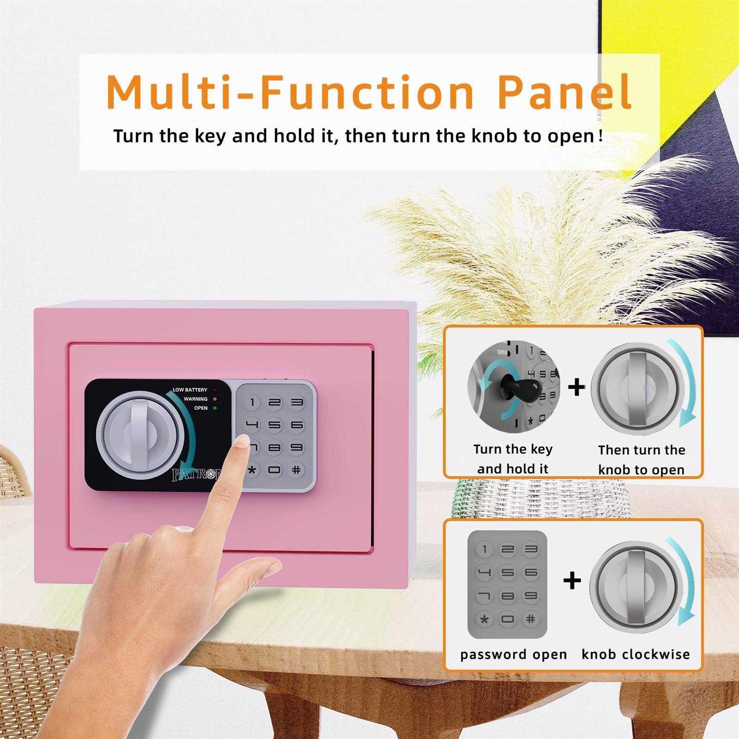 PATRON Safe Box with Digital Electronic Security Keypad Mini Small Safe,Money Safe,Wall or Cabinet Safe for Home Office Travel Business Use - Image 4