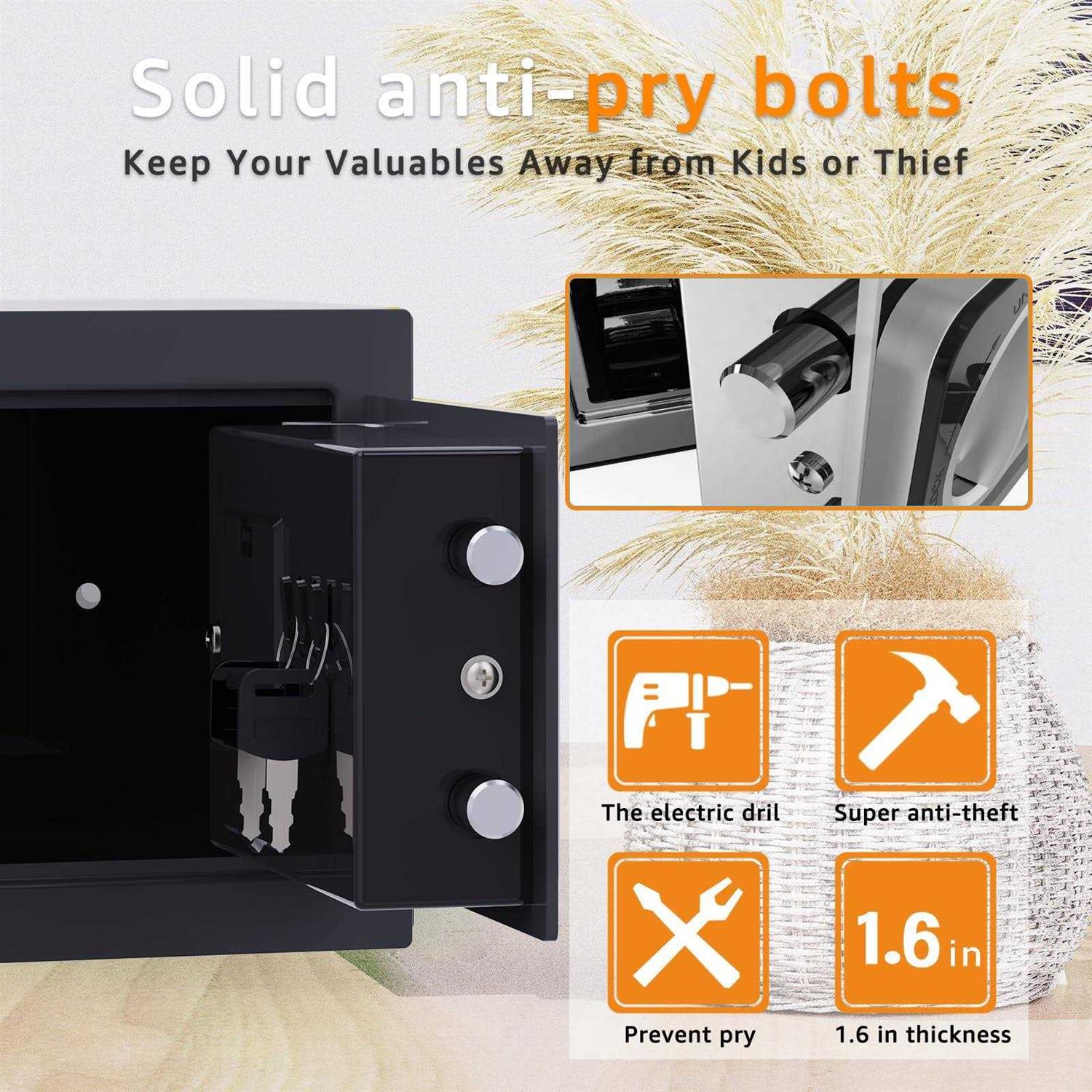 PATRON Safe Box with Digital Electronic Security Keypad Mini Small Safe,Money Safe,Wall or Cabinet Safe for Home Office Travel Business Use - Image 4