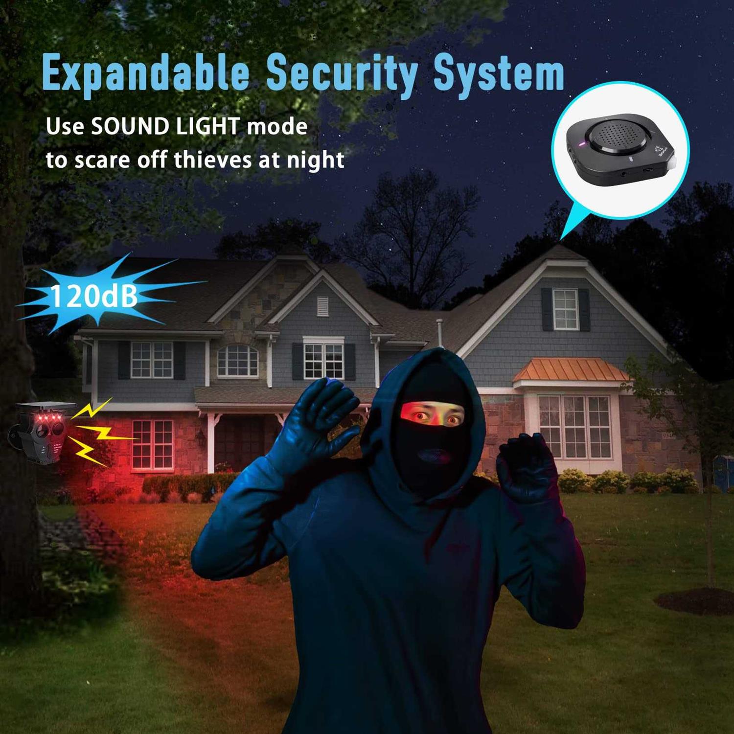 1/2 Mile Long Range Solar Wireless Driveway Alarm System IP65 Weatherproof Outdoor Motion Detectors&Sensor 120dB Siren Sound Light Security Alert - Image 2