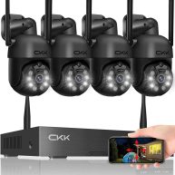 CKK 3MP Wireless Security Camera System,4pcs 3MP PTZ Cameras Outdoor Indoor
