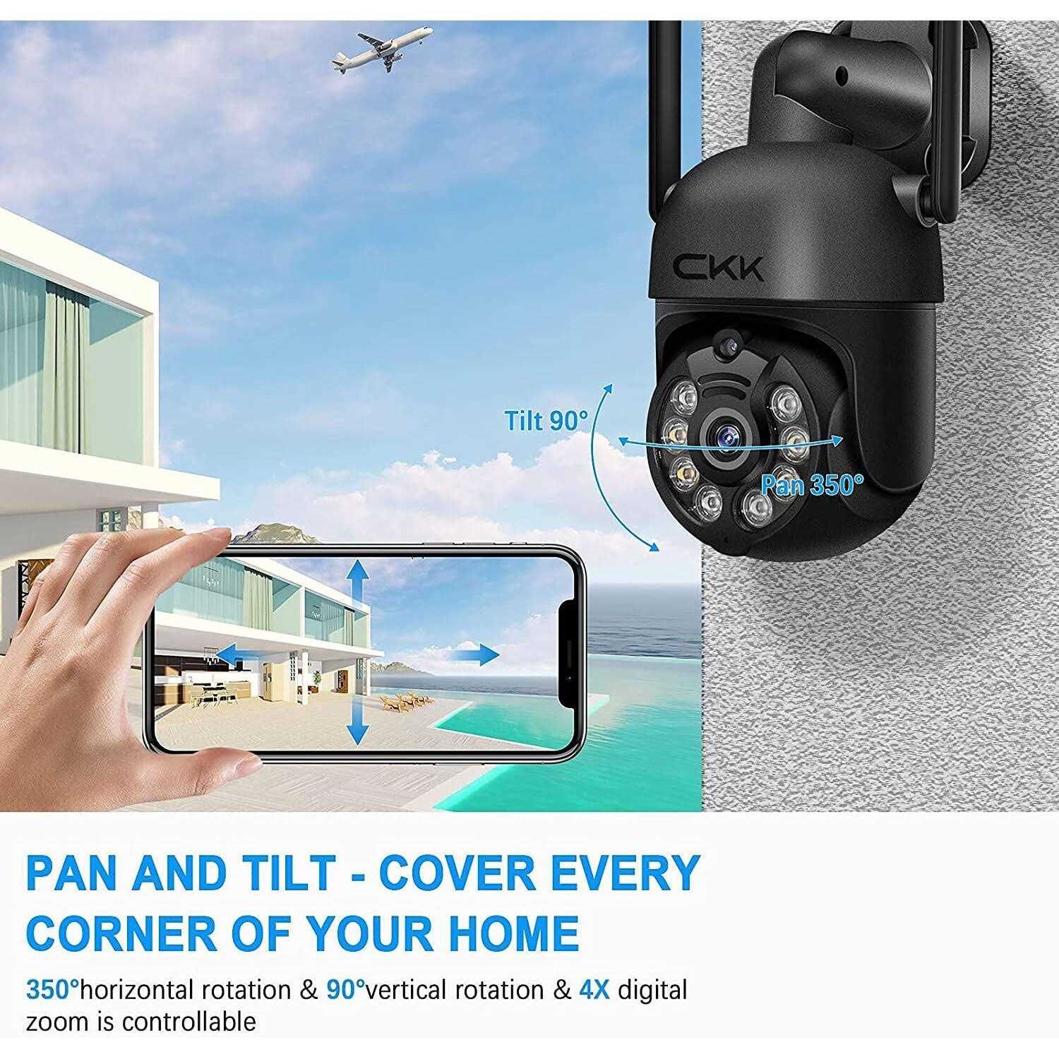 CKK 3MP Wireless Security Camera System,4pcs 3MP PTZ Cameras Outdoor Indoor - Image 3