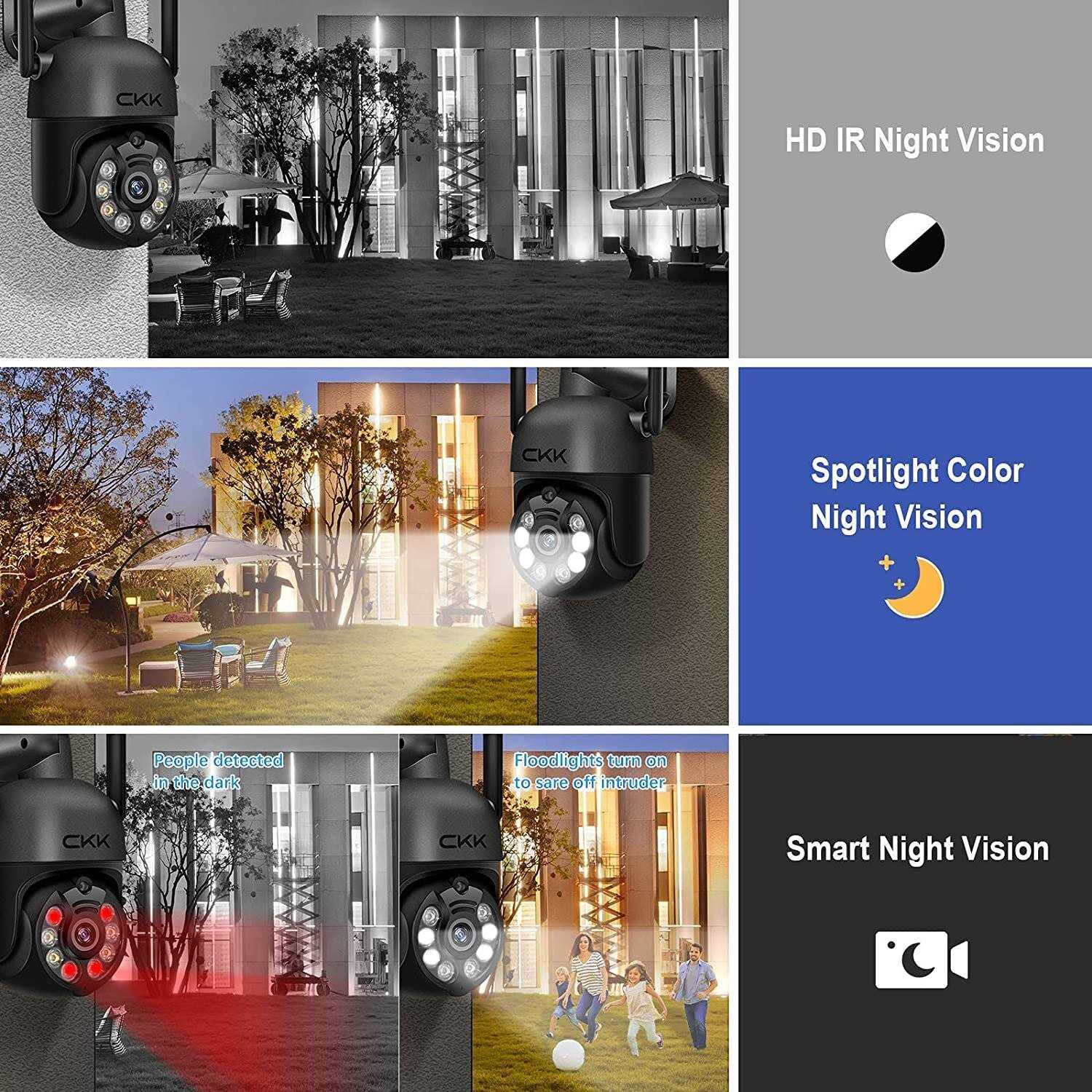 CKK 3MP Wireless Security Camera System,4pcs 3MP PTZ Cameras Outdoor Indoor - Image 5