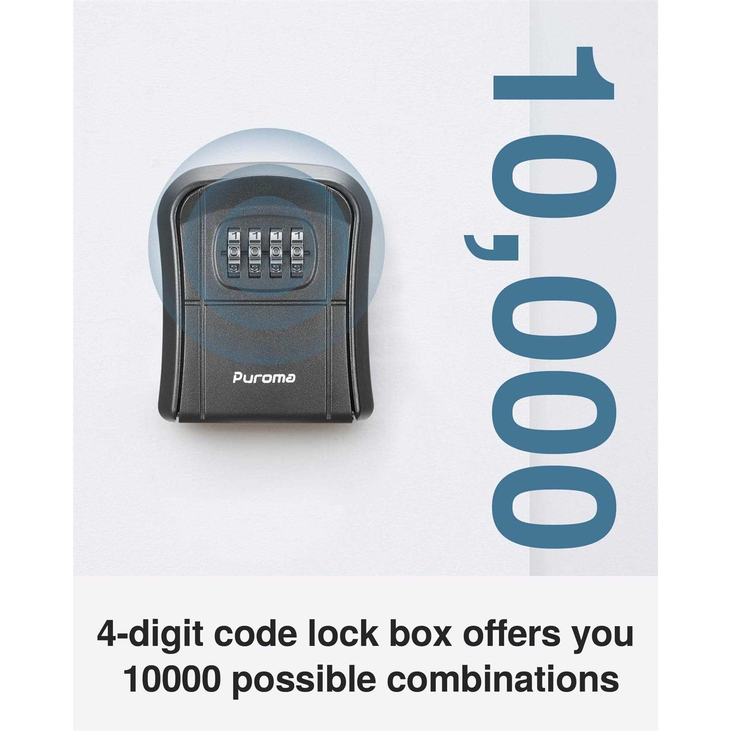 Puroma Key Lock Box Wall-Mounted Key Storage Box for House Keys - Image 3