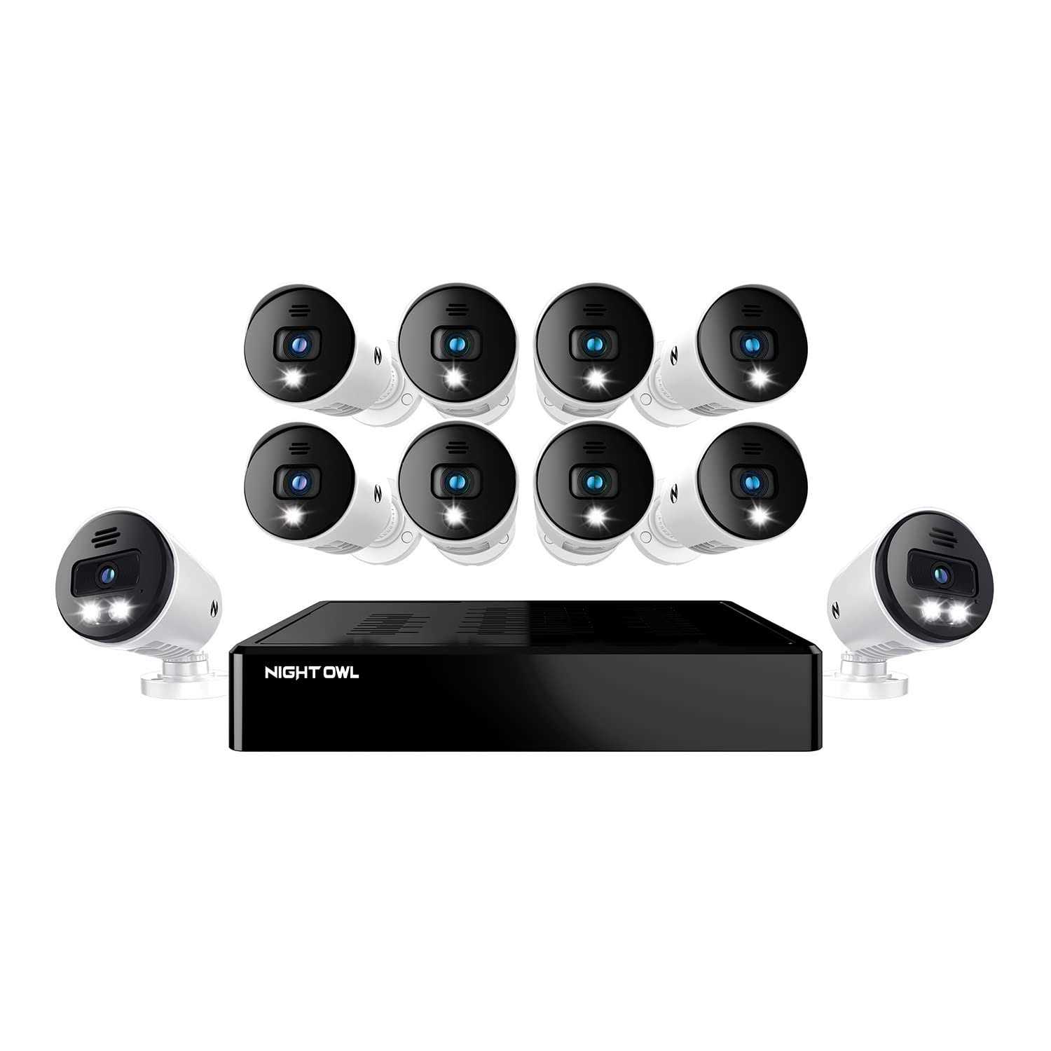 Night Owl Clb8d12-282ilsa Expandable 12 Channel Wired Bluetooth DVR w/ Wired BNC & Wired IP 4K UHD Cameras