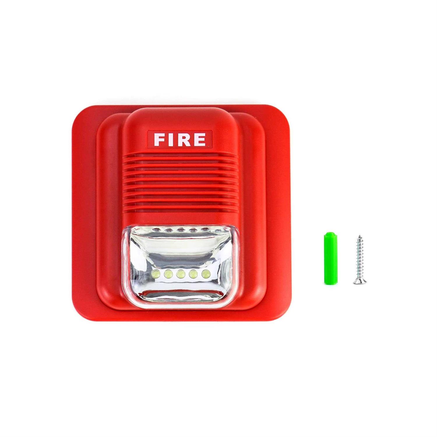 Qwork Fire Alarm, 12 24V Dc Wired Sound And Light Fire Alarm Warning Strobe Siren Horn - Image 4