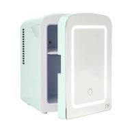 Paris Hilton Mini Refrigerator and Personal Beauty Fridge, Mirrored Door with Dimmable LED Light, Thermoelectric Cooling and Warming Function