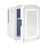 Paris Hilton Mini Refrigerator and Personal Beauty Fridge, Mirrored Door with Dimmable LED Light, Thermoelectric Cooling and Warming Function