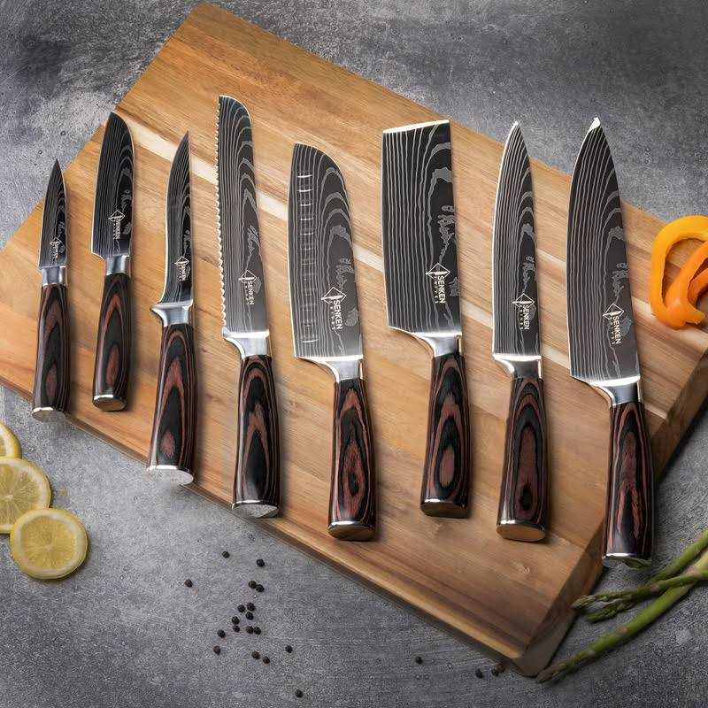 8-piece Premium Japanese Kitchen Knife Set with Laser Damascus Pattern - Image 2