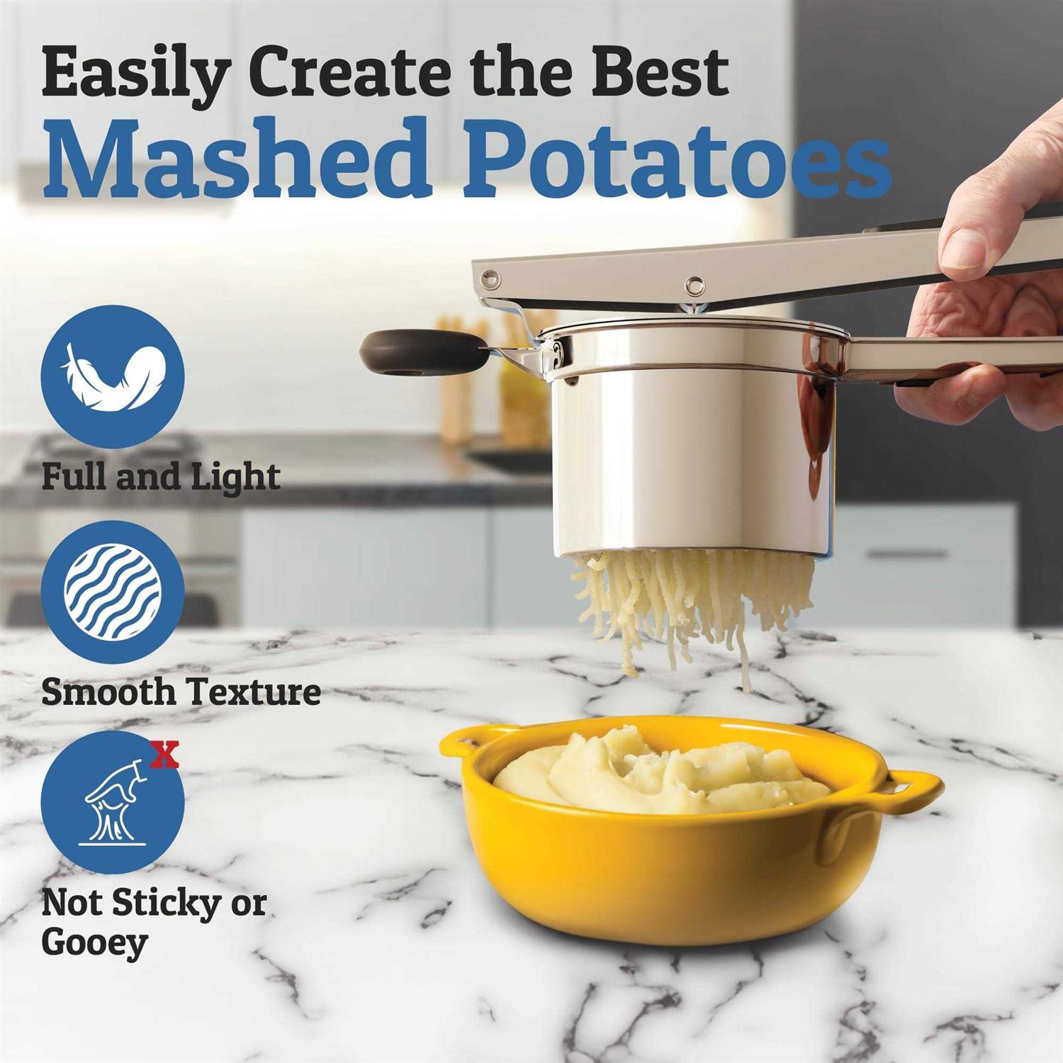 Priority Chef Stainless Steel Potato Ricer and Masher Anti-Slip Makes Light and Fluffy Mashed - Image 4