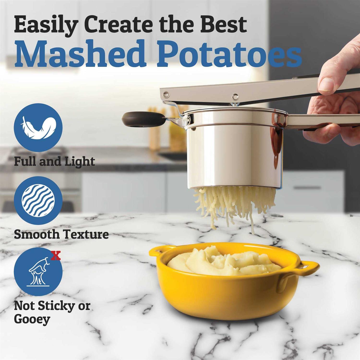 Priority Chef Stainless Steel Potato Ricer and Masher Anti-Slip Makes Light and Fluffy Mashed - Image 3