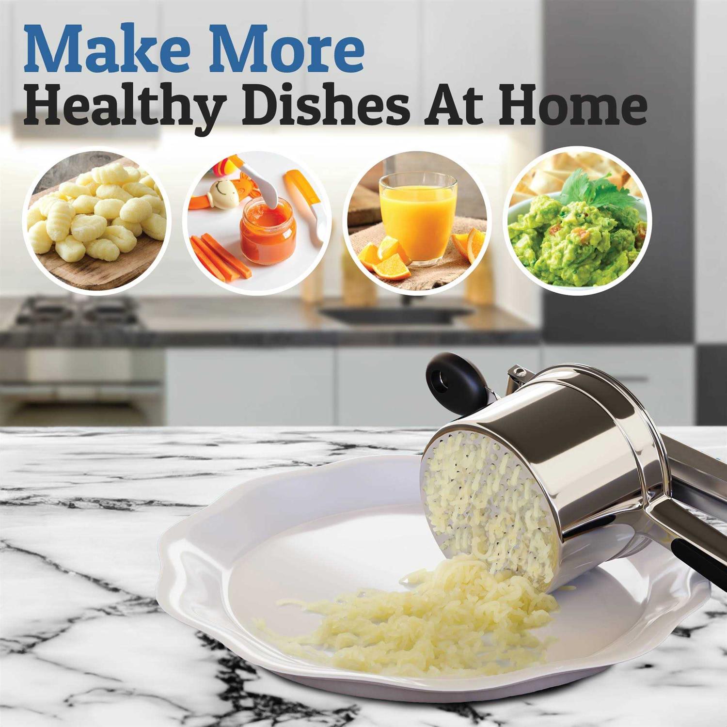 Priority Chef Stainless Steel Potato Ricer and Masher Anti-Slip Makes Light and Fluffy Mashed - Image 4