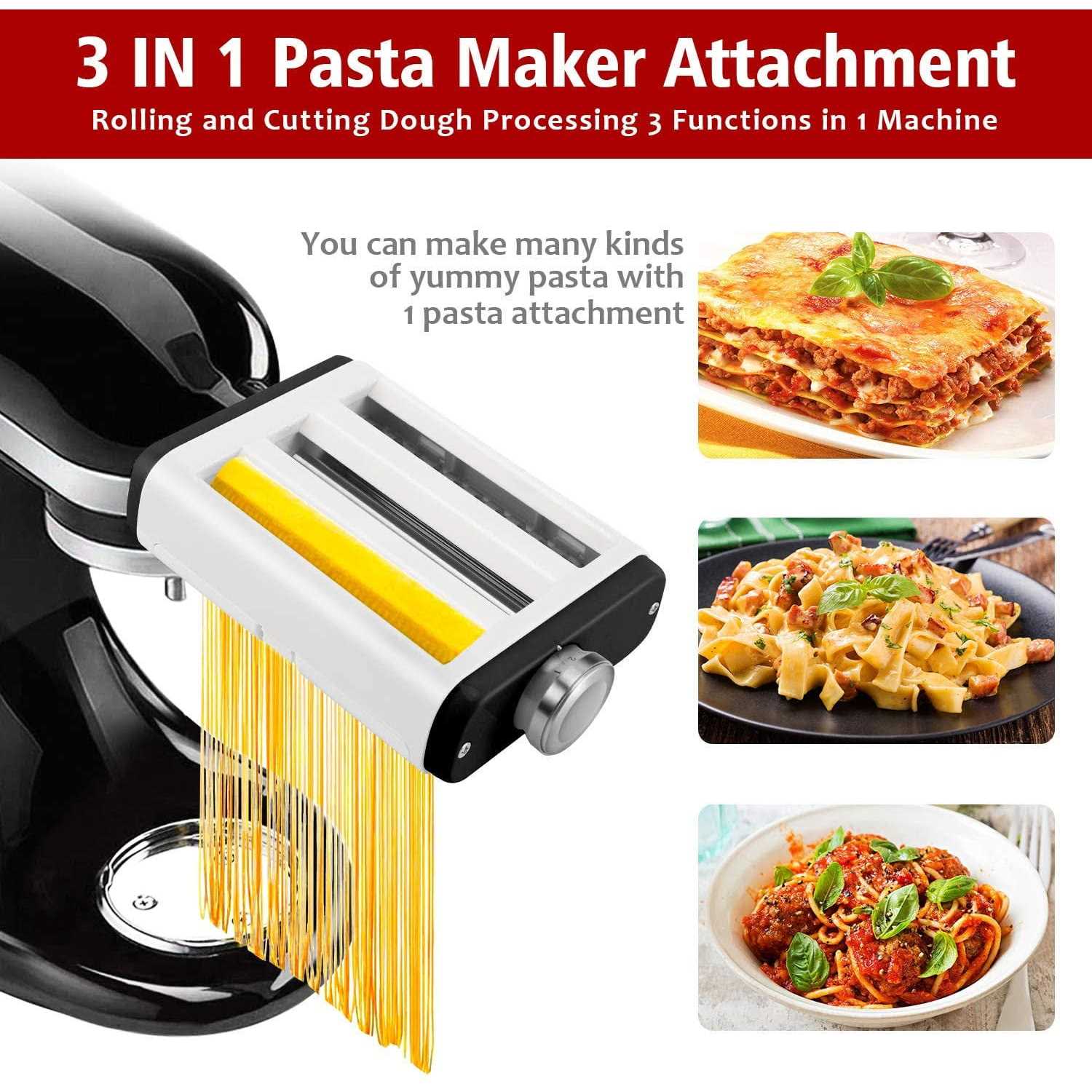 3 In 1 Pasta Maker Attachment for Kitchenaid Mixer Professional Pasta Attachment Includes Pasta Dough Roller - Image 2