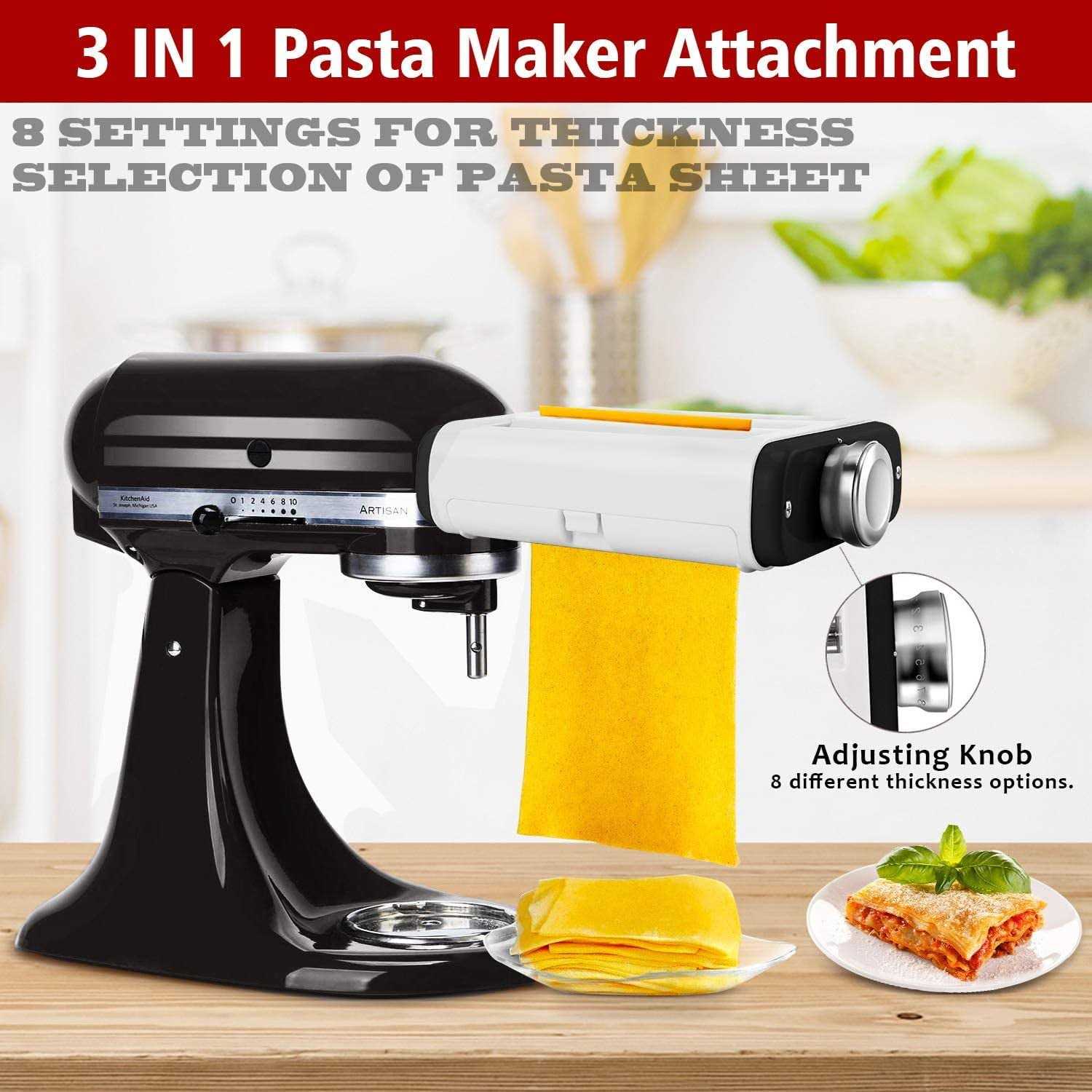 3 In 1 Pasta Maker Attachment for Kitchenaid Mixer Professional Pasta Attachment Includes Pasta Dough Roller - Image 4