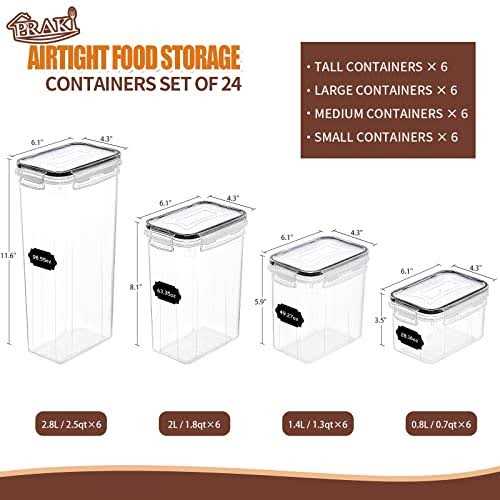 PRAKI Airtight Food Storage Containers Set with Lids 24 PCS, BPA Free Kitchen and Pantry Organization - Image 2