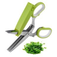Betterhome Multipurpose Herb Shears Herb Scissors with 5 Stainless Steel Blades and Cover