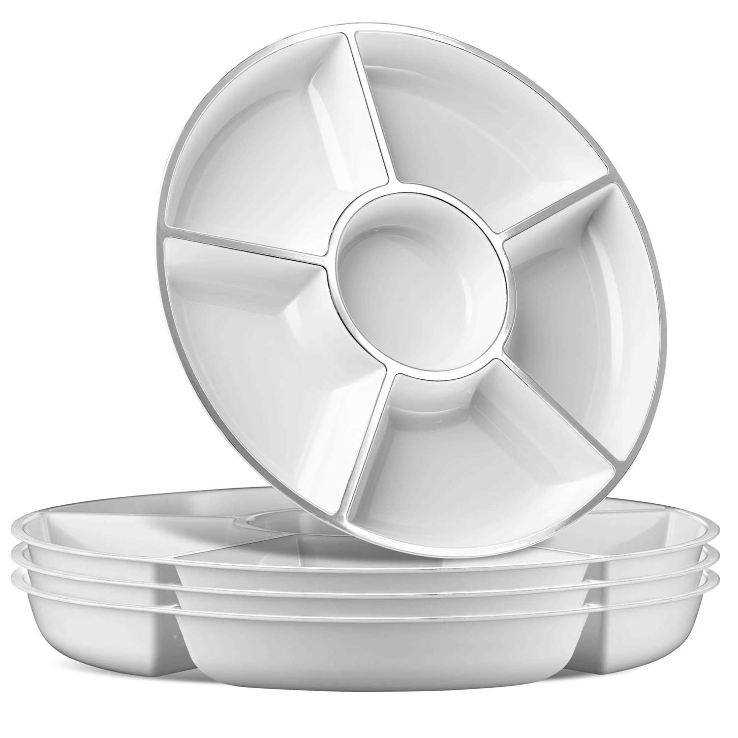 PLASTICPRO 6 Sectional Round Plastic Serving Tray/Platter