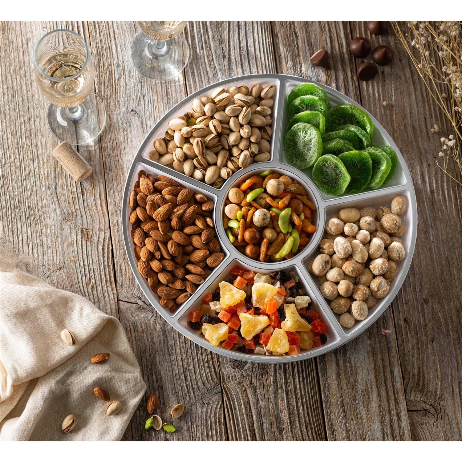 PLASTICPRO 6 Sectional Round Plastic Serving Tray/Platter - Image 2