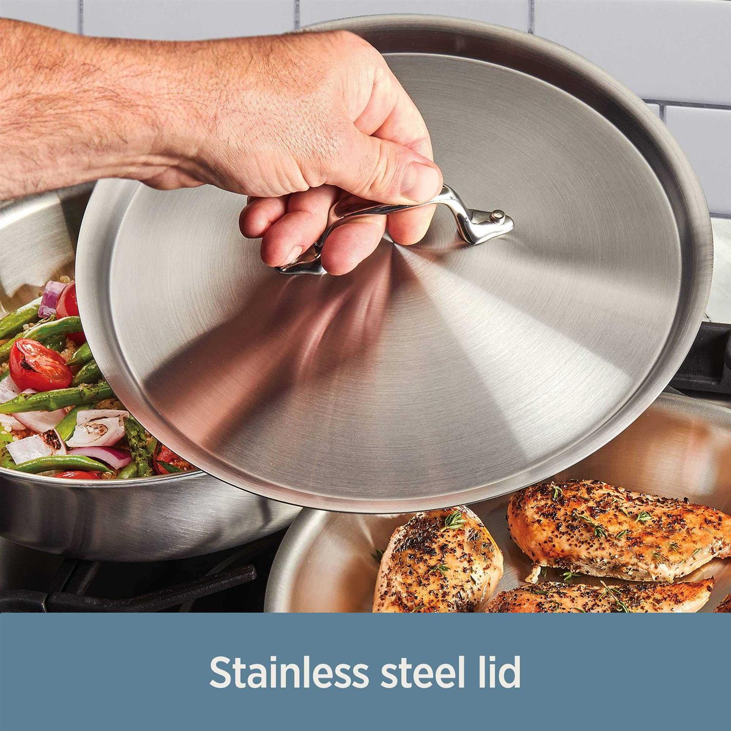 All-Clad D3 Stainless Steel Fry Pan with Lid - Image 2