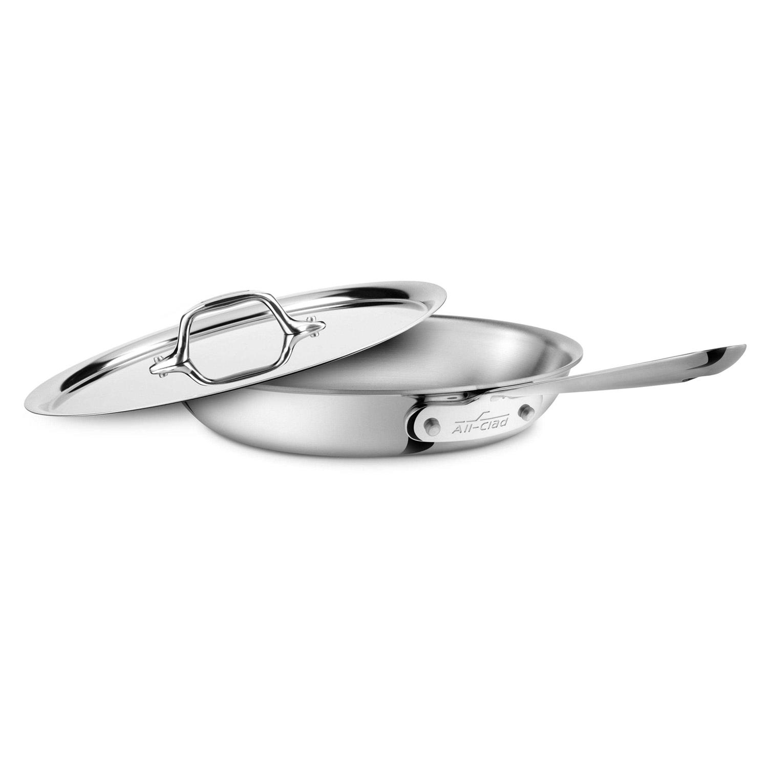 All-Clad D3 Stainless Steel Fry Pan with Lid - Image 5