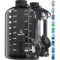 AQUAFIT Half Gallon Water Bottle With Time Marker 64 oz Water Bottle With Straw