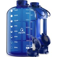 AQUAFIT Half Gallon Water Bottle With Time Marker 64 oz Water Bottle With Straw