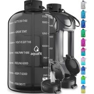 AQUAFIT Half Gallon Water Bottle With Time Marker 64 oz Water Bottle With Straw