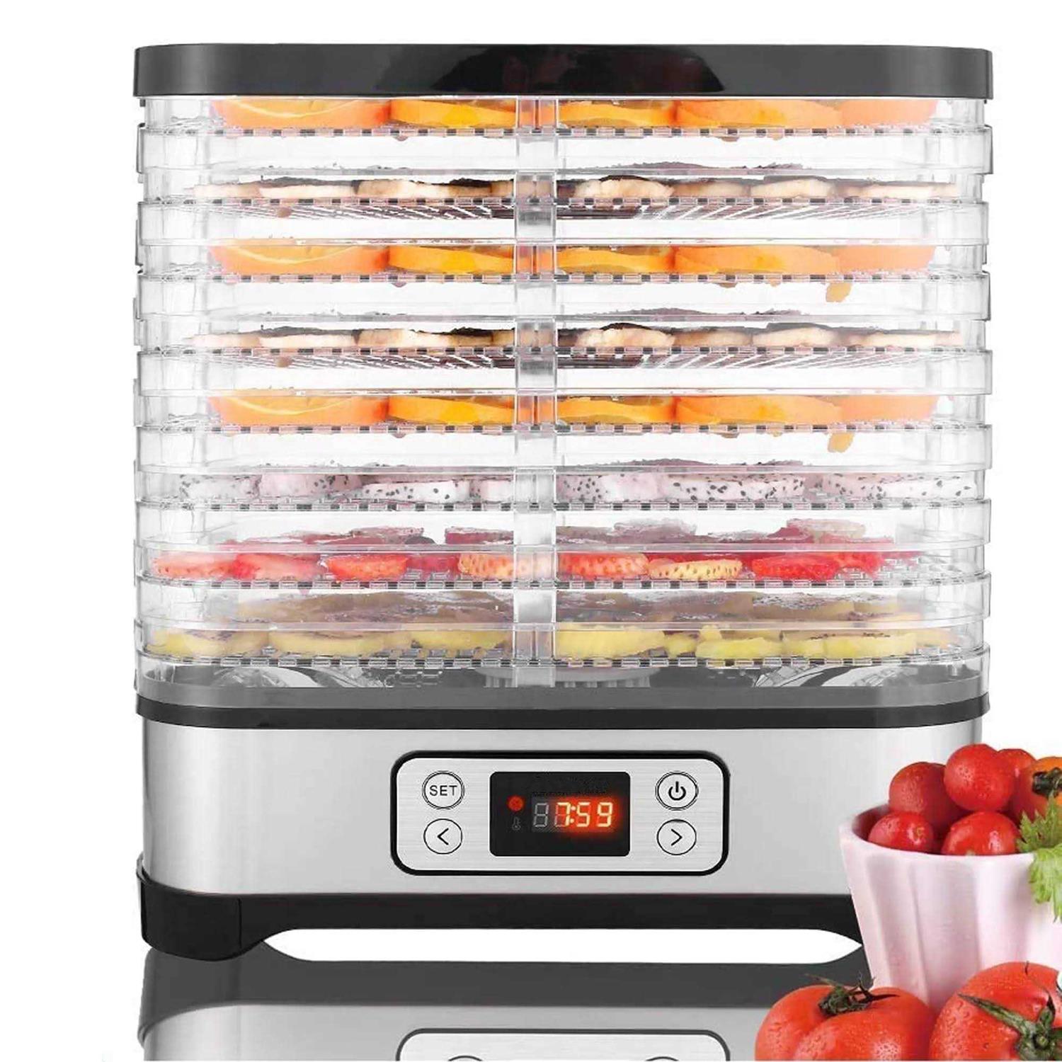 Qhomic Electric 400w 8 Trays Food Dehydrator Machine with Fruit Roll Sheet, Digital Timer, and Temperature Control for Meat or Beef Fruit Vegetable