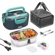Reabulun Electric Lunch Box 60W Food Heater Upgraded 2 Compartments Portable Heated Lunch Box for Adults Car Truck Work Travel