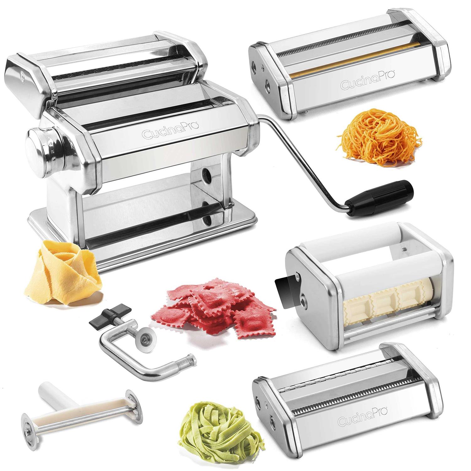Pasta Maker Deluxe Set by Cucina Pro -Includes Spaghetti Fettucini Angel Hair Ravioli Lasagnette Attachments - Image 3