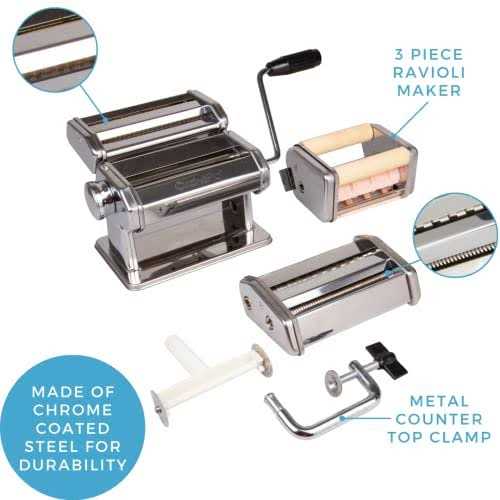 Pasta Maker Deluxe Set by Cucina Pro -Includes Spaghetti Fettucini Angel Hair Ravioli Lasagnette Attachments - Image 5