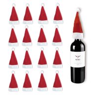 ONEYIM 10pcs Mini Santa Hat Wine Bottles Cover Home Christmas Decor