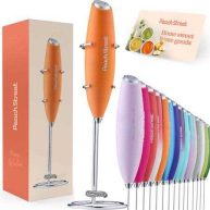 Powerful Handheld Milk Frother Mini Milk Foamer Battery Operated Stainless Steel Drink Mixer with Frother Stand