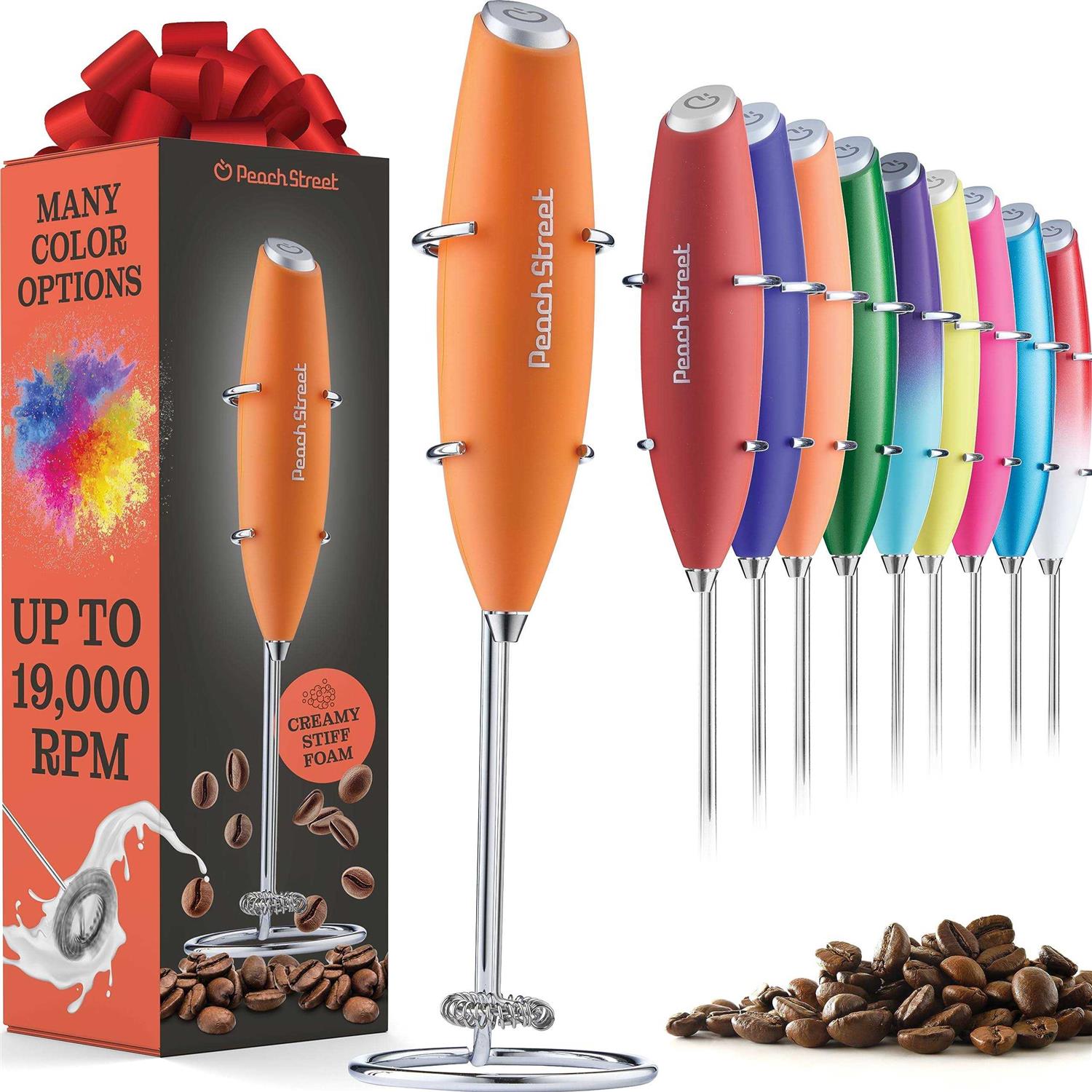 Powerful Handheld Milk Frother Mini Milk Foamer Battery Operated Stainless Steel Drink Mixer with Frother Stand - Image 3
