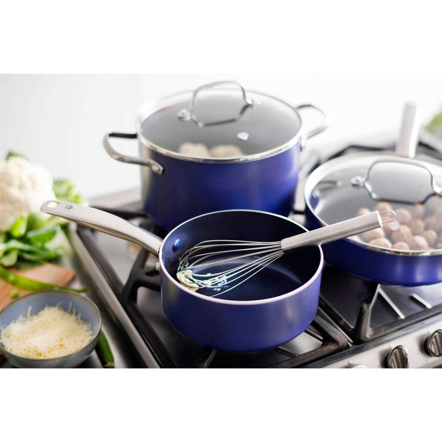 10 Piece Blue Diamond Ceramic Non-Stick Cookware Set - Image 3