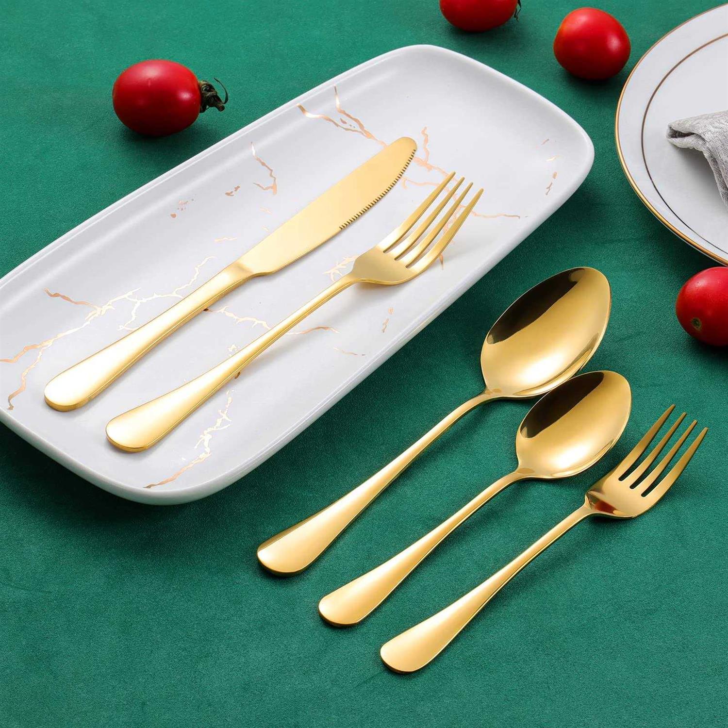 60-Piece Gold Silverware Set Stainless Steel Flatware Cutlery Set Service for 12 - Image 2