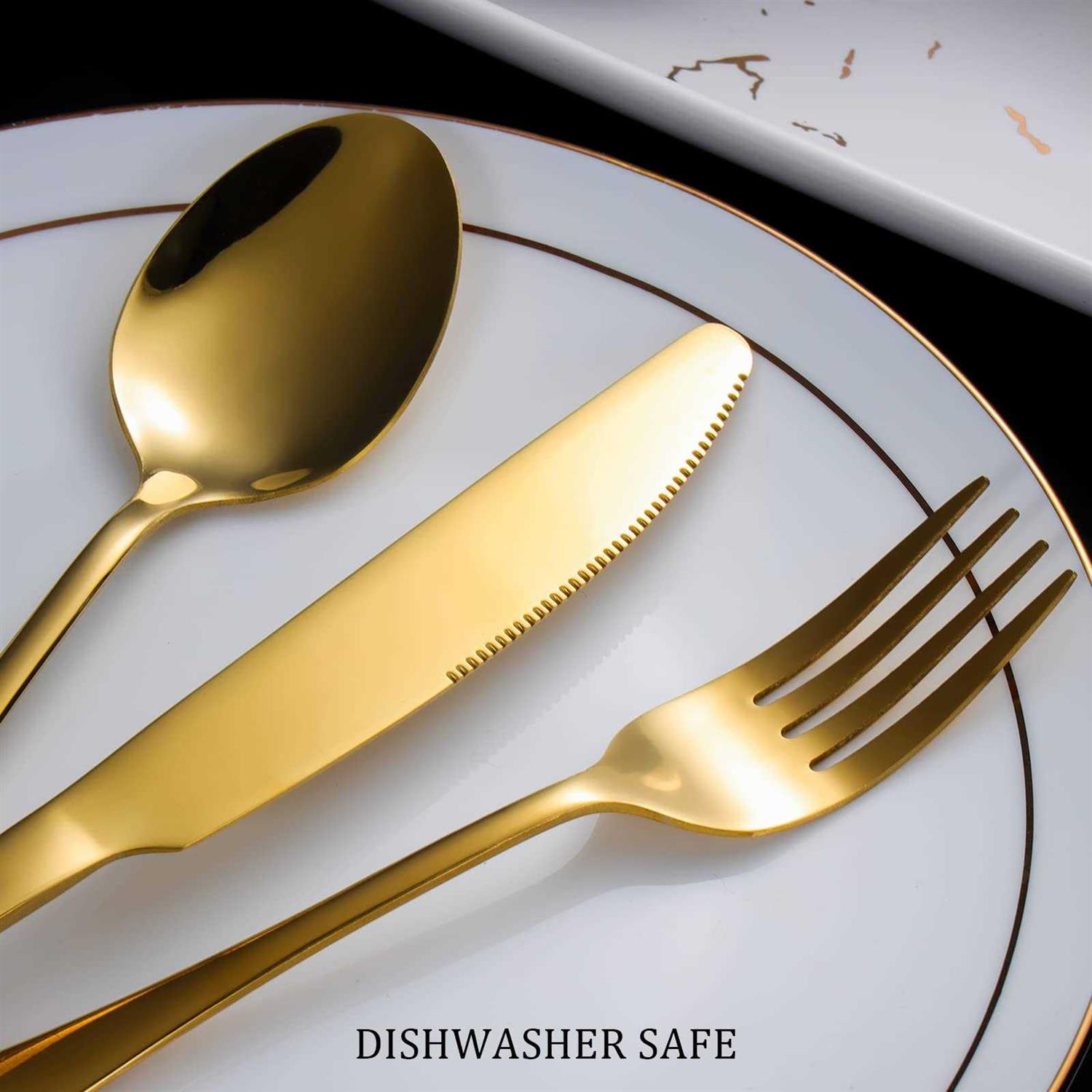 60-Piece Gold Silverware Set Stainless Steel Flatware Cutlery Set Service for 12 - Image 3