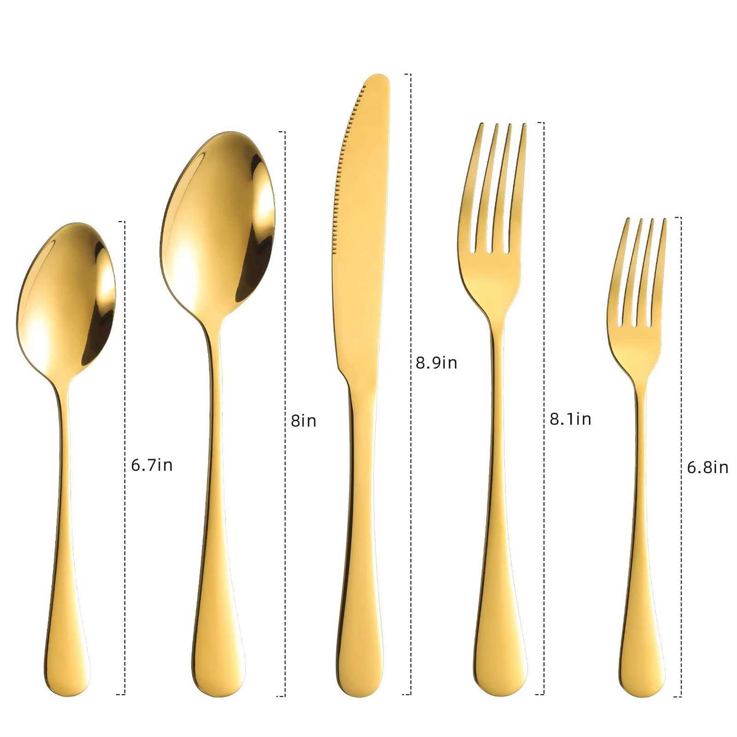 60-Piece Gold Silverware Set Stainless Steel Flatware Cutlery Set Service for 12 - Image 5