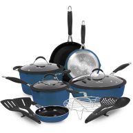 Paula Deen DFCW12SB Family 14 Piece Ceramic Non-Stick Cookware Set Savannah