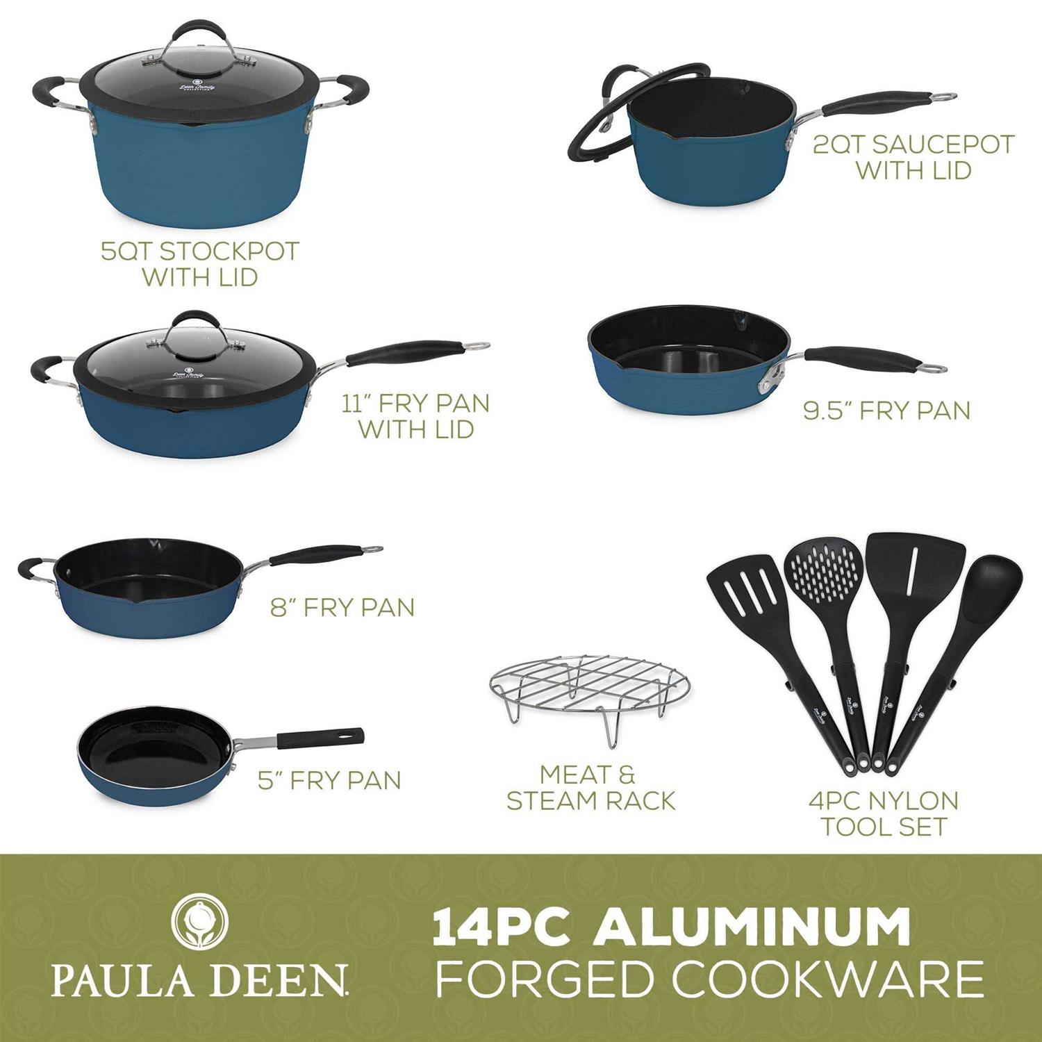 Paula Deen DFCW12SB Family 14 Piece Ceramic Non-Stick Cookware Set Savannah - Image 3