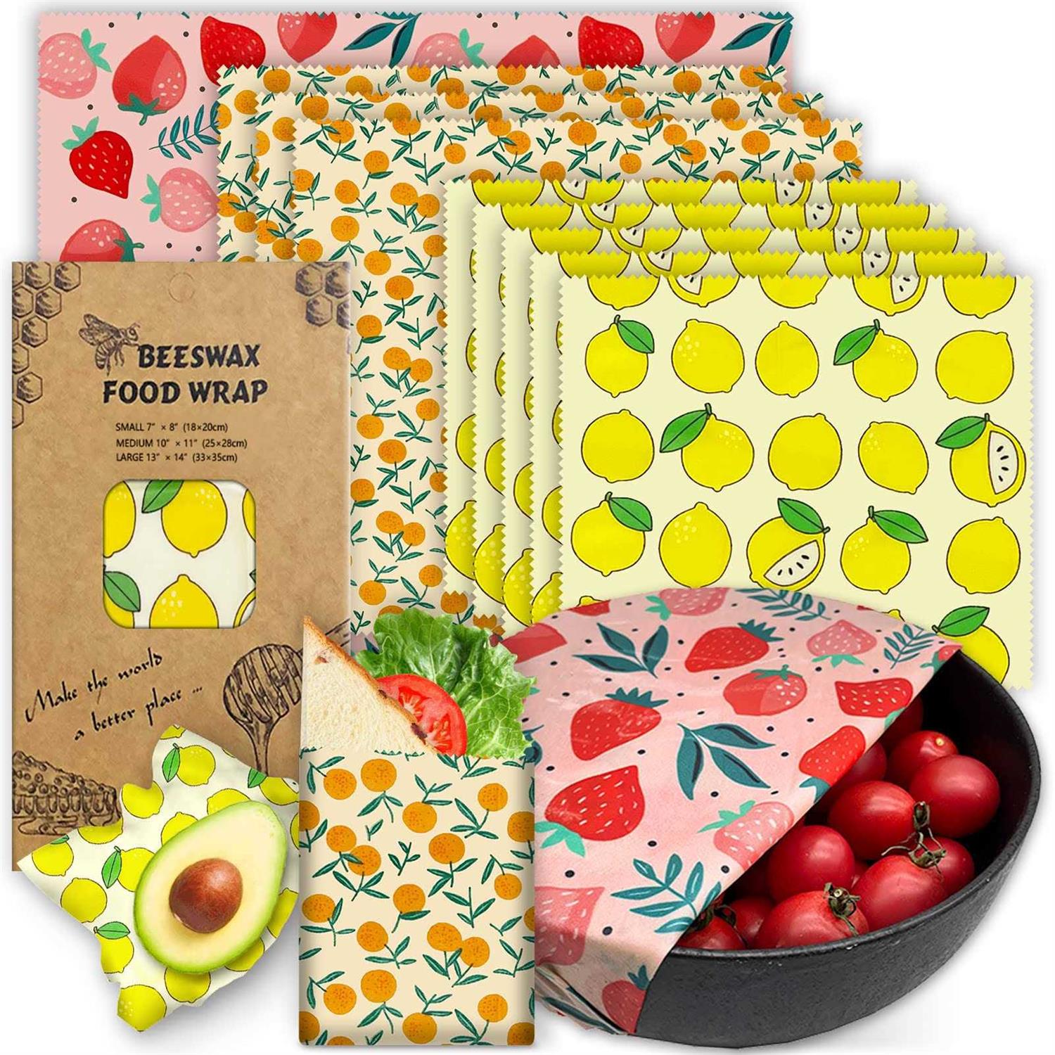 PICcircuit Reusable Beeswax Wrap 9 Pack Eco-Friendly Beeswax Wraps For Food