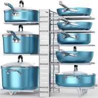 ORDORA Pots and Pans Organizer for Cabinet 8 Tier Pot Rack with 3 DIY Methods