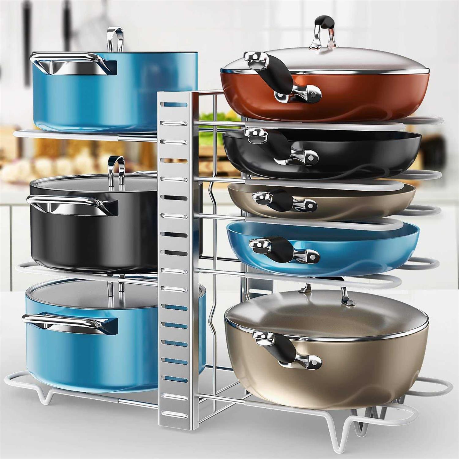 ORDORA Pots and Pans Organizer for Cabinet 8 Tier Pot Rack with 3 DIY Methods - Image 5