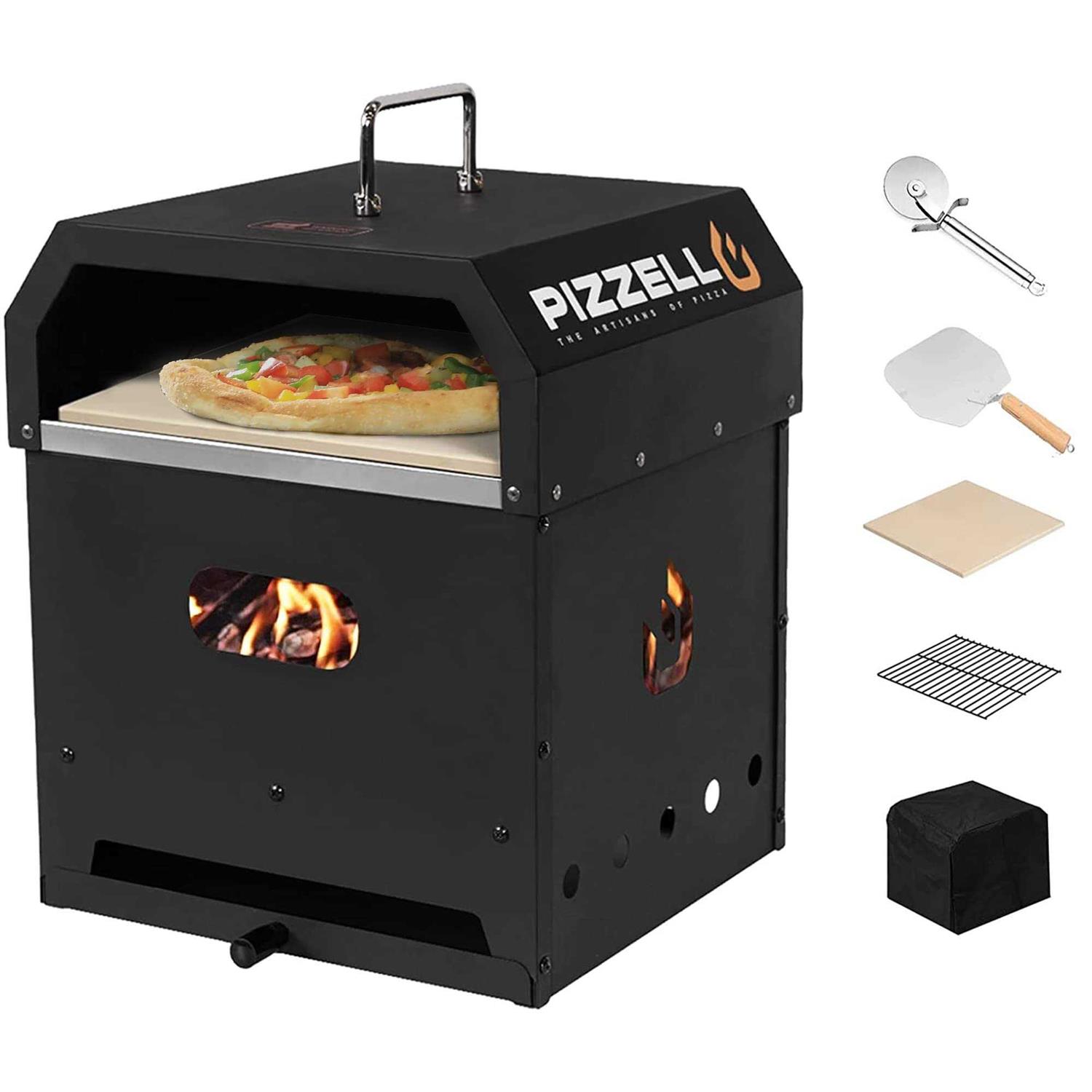 PIZZELLO 4 in 1 Wood Fired Outdoor Pizza Oven Outside Ovens with Pizza Stone