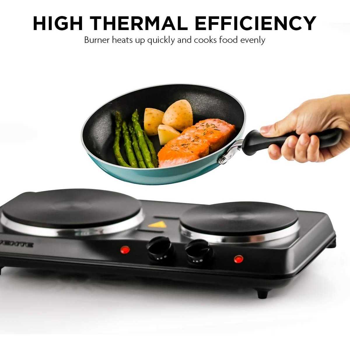 Ovente Electric Double Cast Iron Burner with Temperature Knob - Image 3