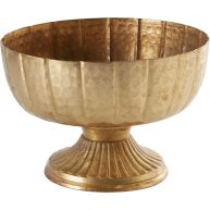 Afloral Distressed Gold Metal Compote Bowl