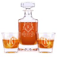 Personalized Whiskey Decanter Set 5 Design Options Custom Liquor 25 oz